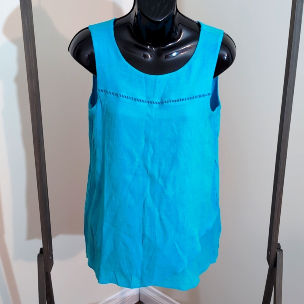 Cristina B| Aqua Blue Layered Tank Top Viscose Polyester Blend